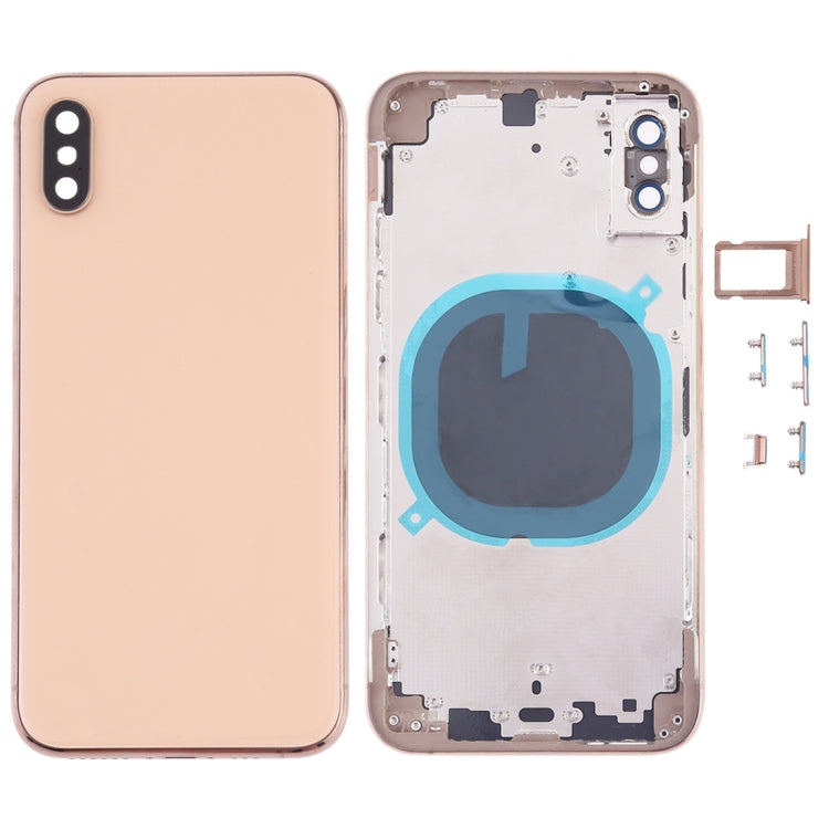 iPhone XS gold back housing cover with camera lens cutout, SIM tray and side key openings