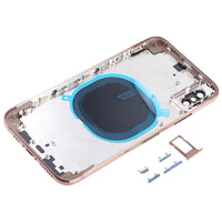 Gold iPhone XS back housing frame, open interior with camera module cutout and blue seal