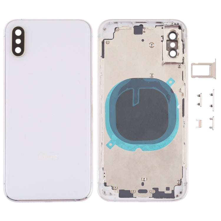 iPhone XS back housing, white rear cover with camera lens and inner frame pieces