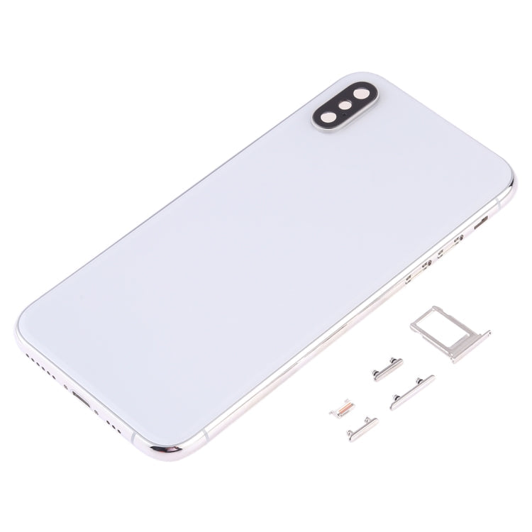 iPhone XS back housing, white rear cover with SIM tray and side key components
