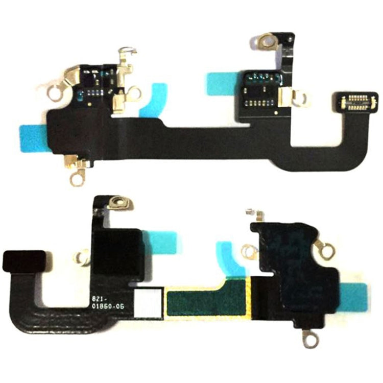 iPhone XS WiFi antenna flex cable, black ribbon with connectors and metal mounting points
