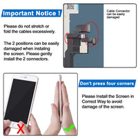 iPhone XS screen replacement flex cable connectors, two attachment points shown in inset