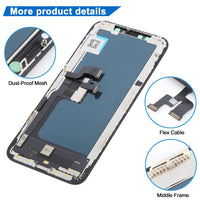 iPhone XS JK InCell replacement display with flex cables and middle frame