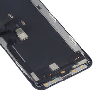 iPhone XS OLED replacement screen close-up of edge components and flex cables