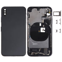 iPhone XS full housing assembly, black: front and back panels with internal components visible
