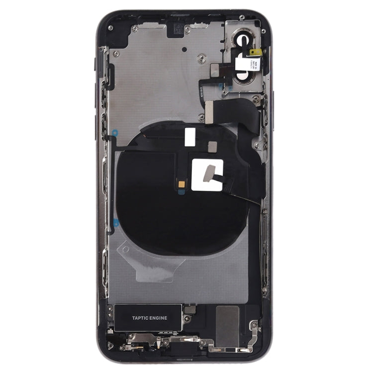 iPhone XS full housing assembly, black: open back with speaker and Taptic Engine