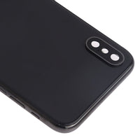 iPhone XS black back housing close-up: dual camera opening and curved edge