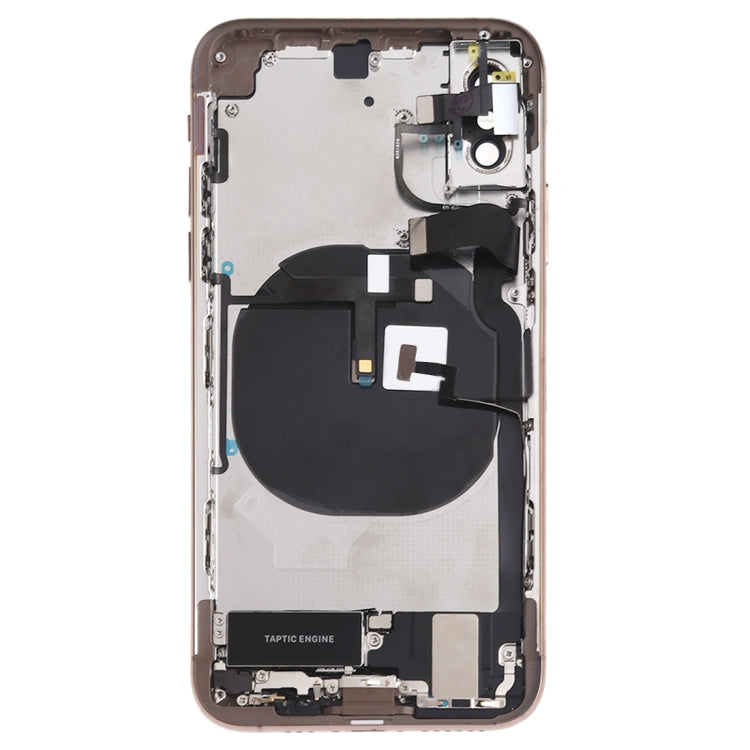 iPhone XS full housing assembly, gold: open back with Taptic Engine and speaker parts
