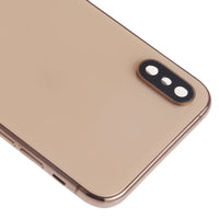 iPhone XS gold back housing close-up: dual camera opening on curved frame