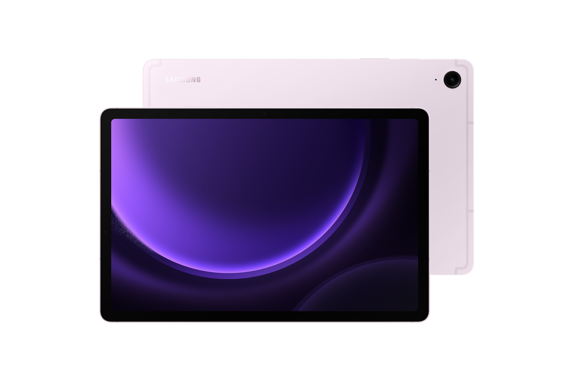 Samsung Galaxy Tab S9 FE lavender tablet front with matching back