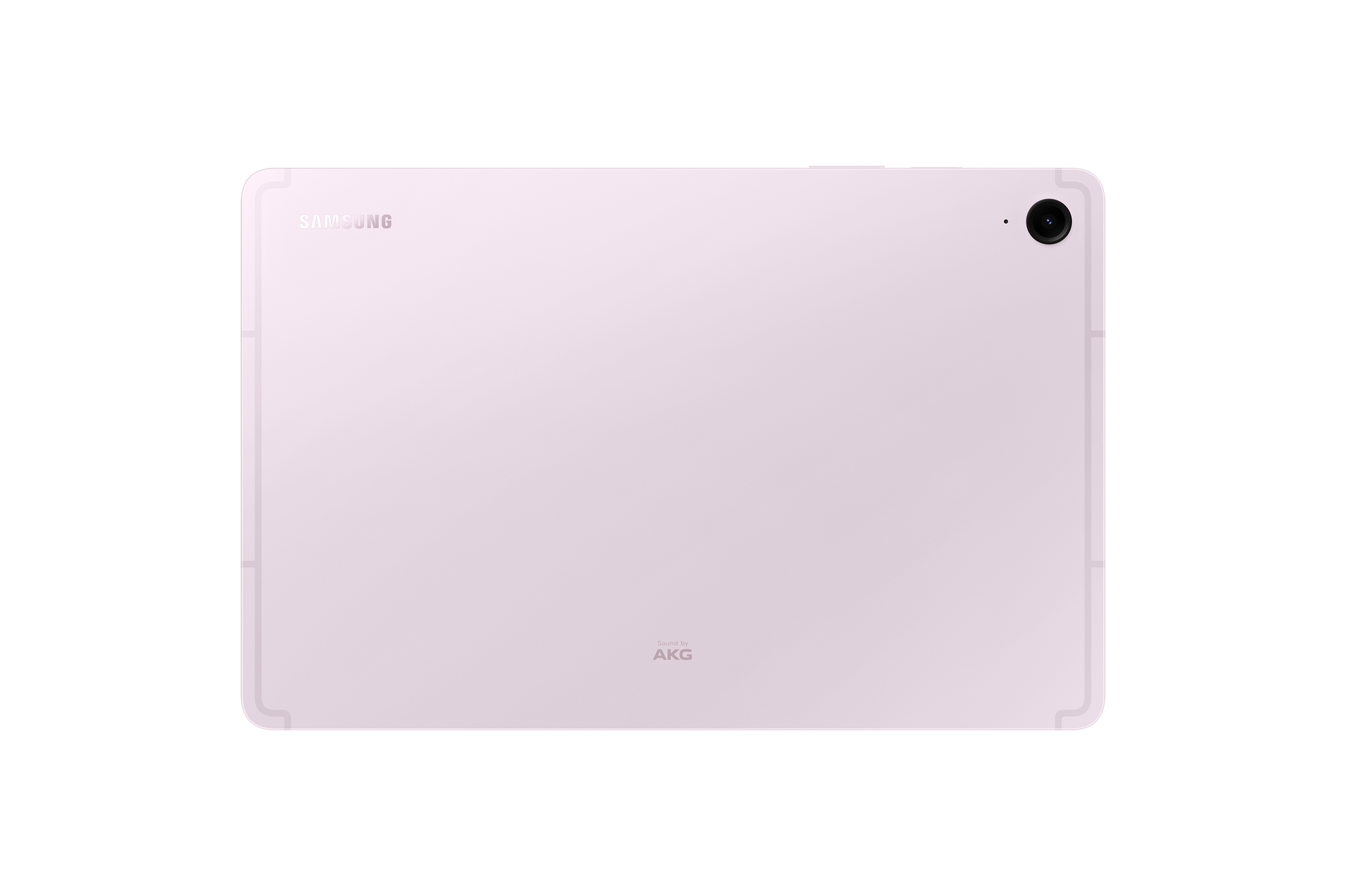 Samsung Galaxy Tab S9 FE lavender tablet back with camera and AKG markings
