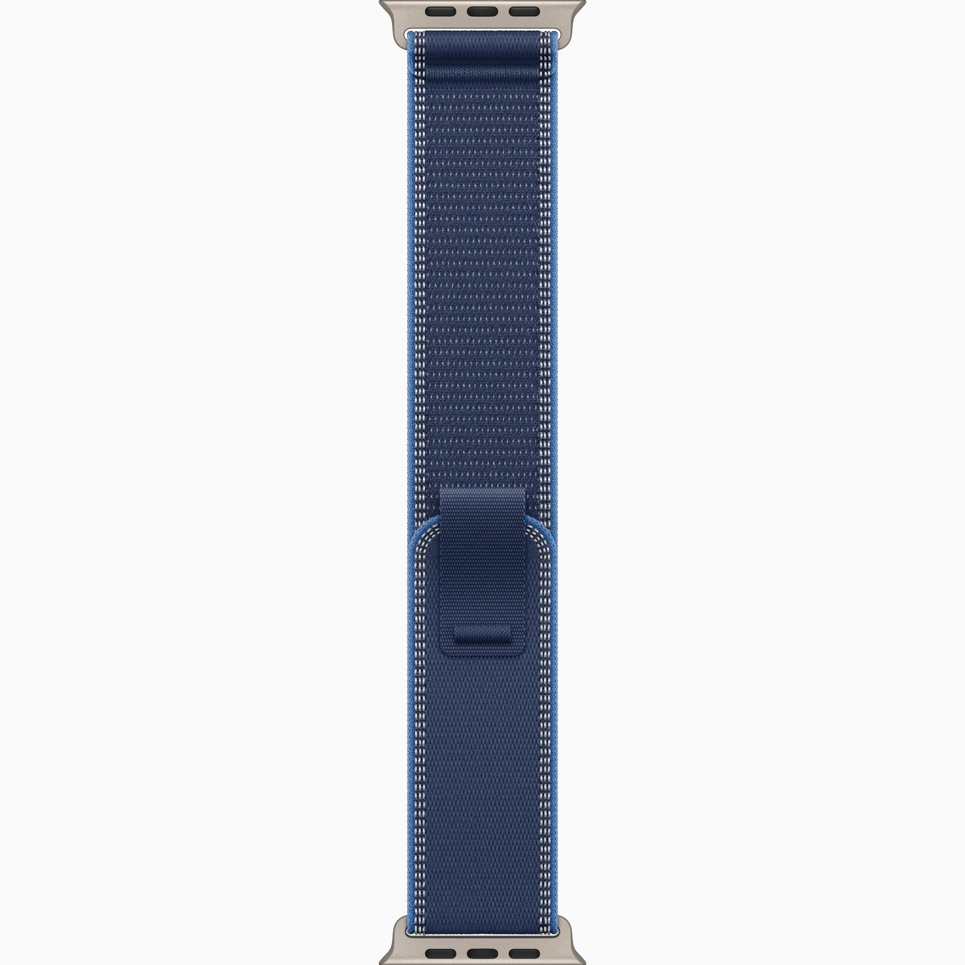 Apple Watch Ultra 3 fabric strap in dark blue with adjustable hook-and-loop