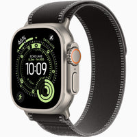 Apple Watch Ultra 3 charcoal black woven watch band with contrasting light stitching