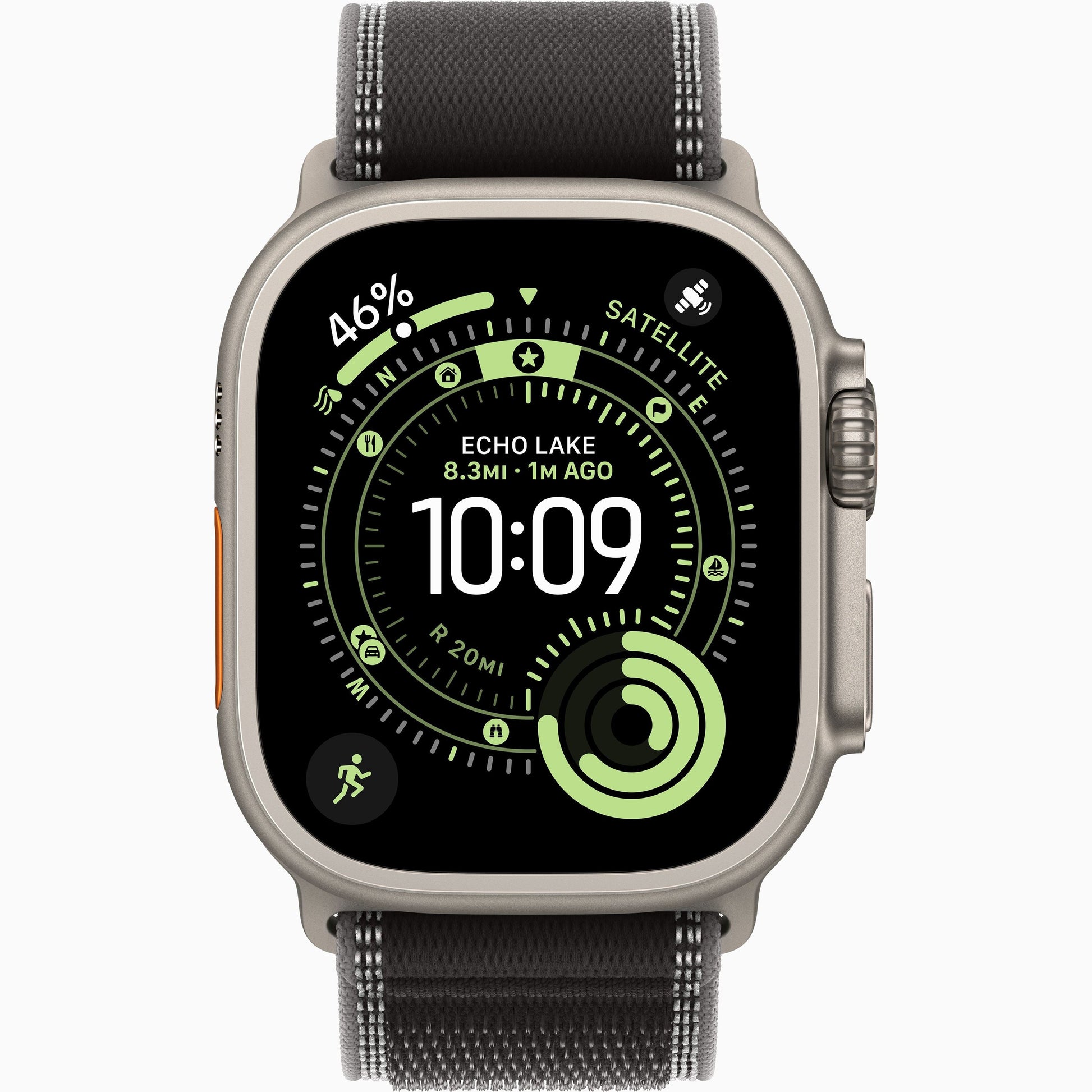 Apple Watch Ultra 3 black woven band with light seam detailing