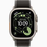 Apple Watch Ultra 3 black woven band with light seam detailing