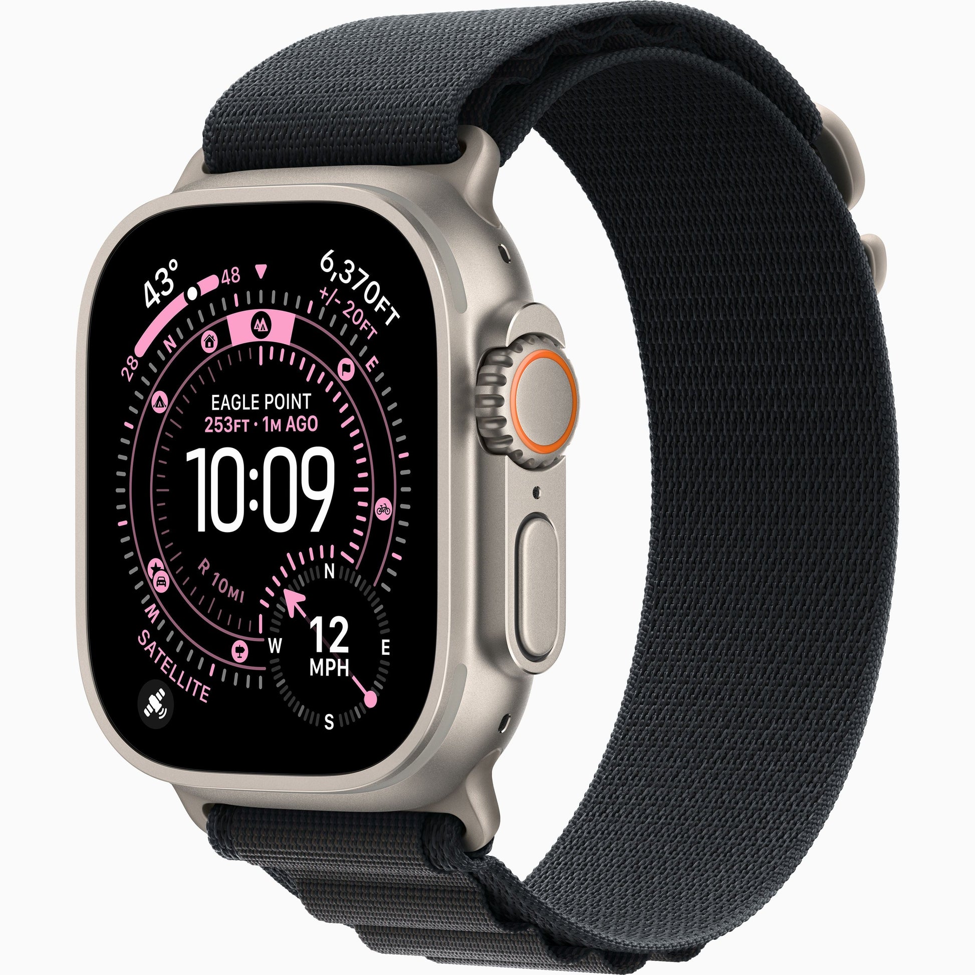 Apple Watch Ultra 3 with black band and black watch face