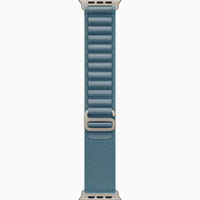 Light blue Alpine Loop band for Apple Watch Ultra 3, shown from the back