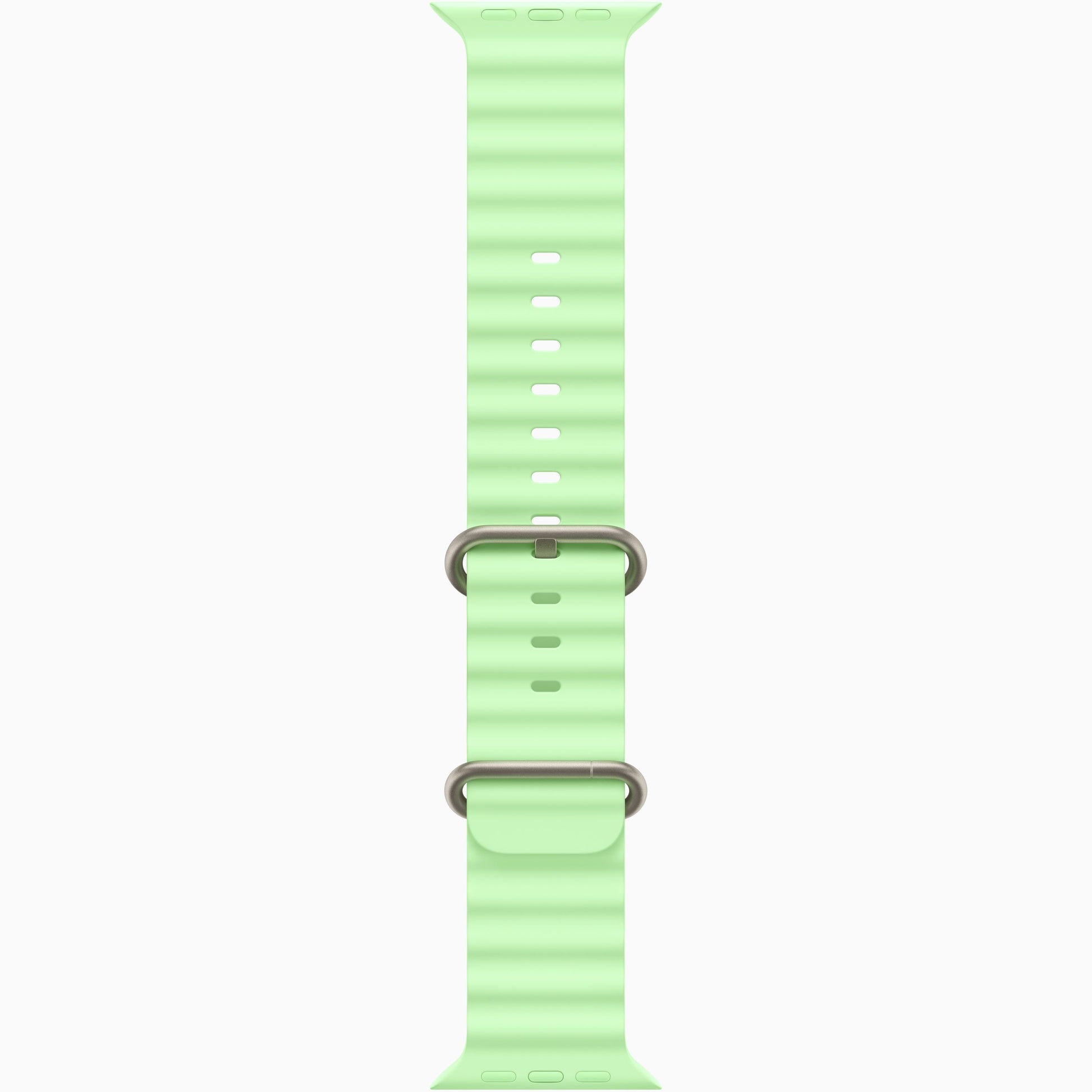 Apple Watch Ultra 3 neon green silicone watch band, pin-and-hole style