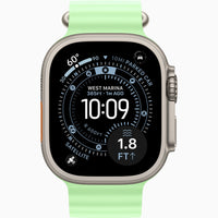 Apple Watch Ultra 3 neon green silicone watch band with sporty perforations