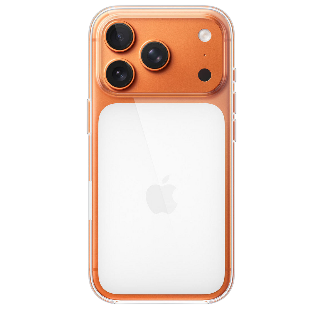 Clear TPU phone case with raised camera cutouts and transparent back