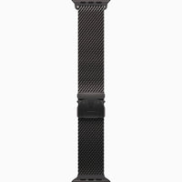 Black mesh Milanese loop watch band for Apple Watch, band end view