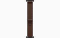 Apple Watch Ultra 4 Trail Loop strap in dark brown with metal buckle