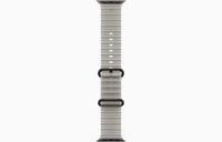 Smartwatch with pale translucent ocean band and black strap clips