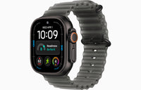 Smartwatch with black translucent ocean band and rugged black case