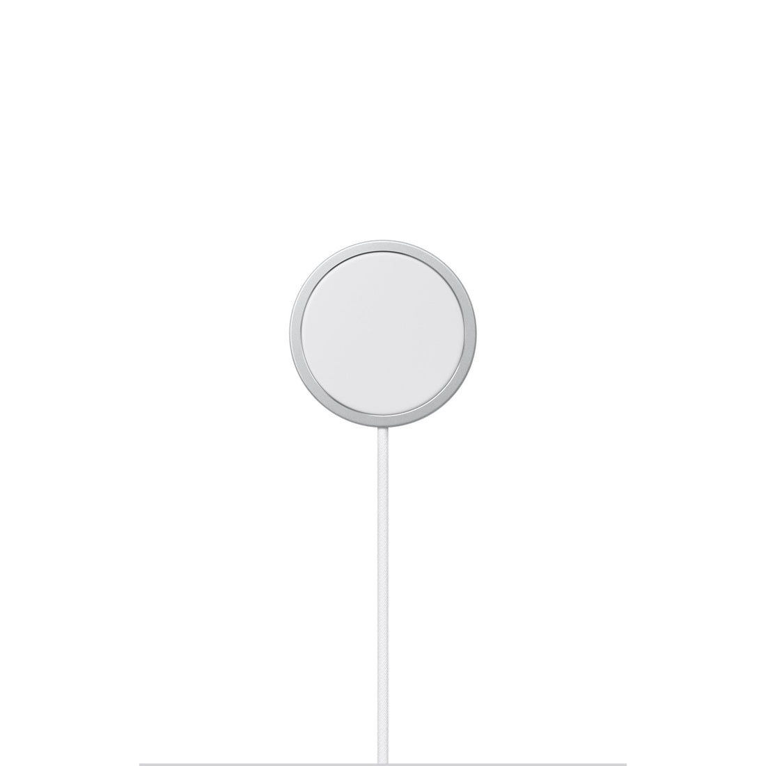 MagSafe wireless charger puck with white cable, front view