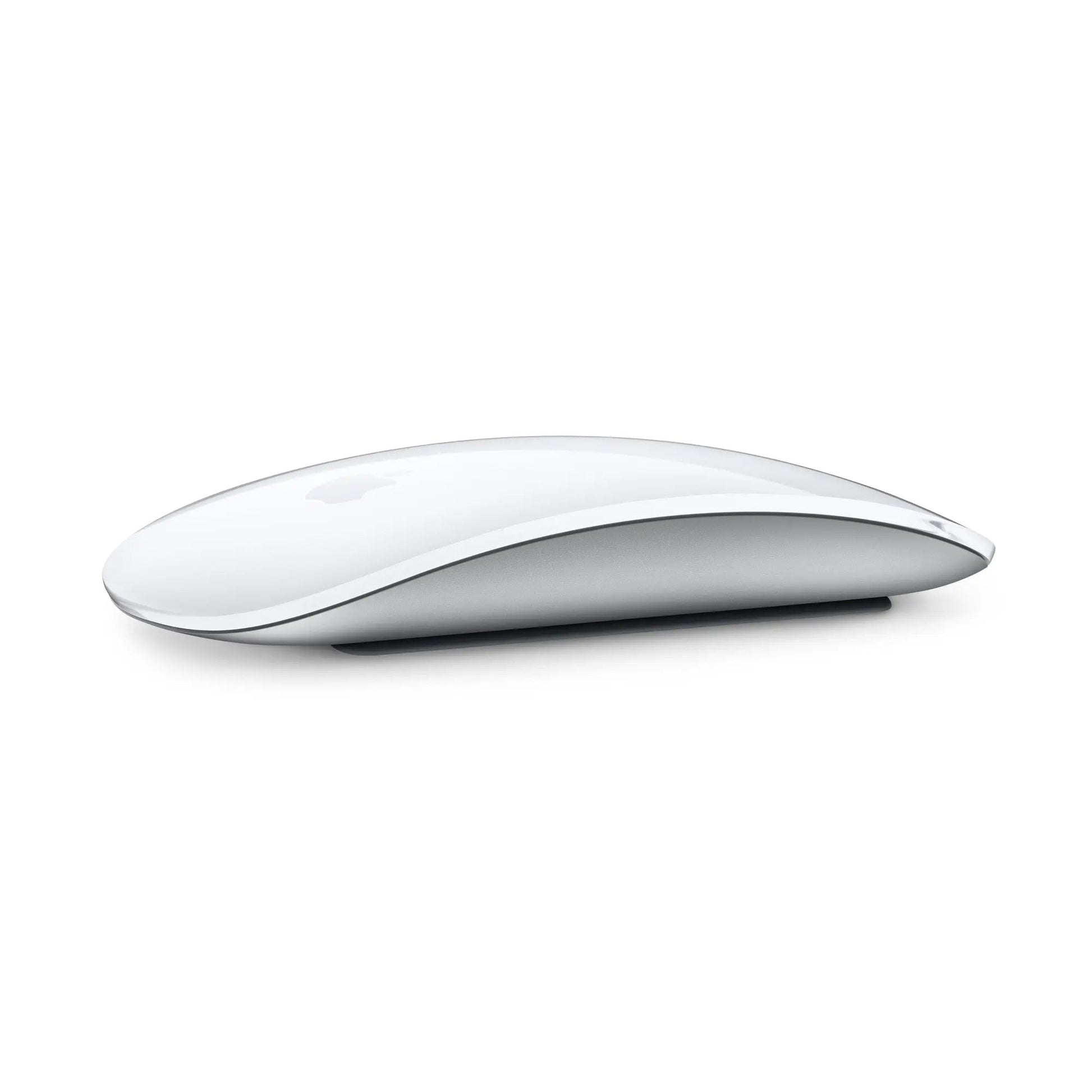 White contoured mouse with curved top and glossy smooth surface
