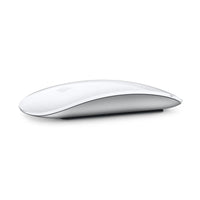 White contoured mouse with curved top and glossy smooth surface