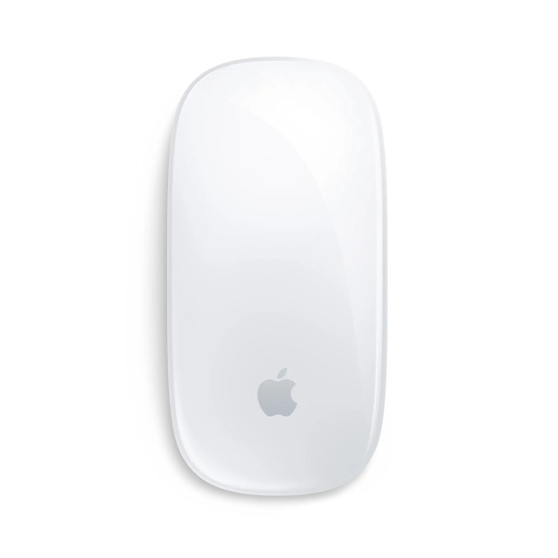 White mouse back with centered Apple logo on the smooth shell