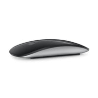 Black contoured mouse with curved top and smooth glossy surface