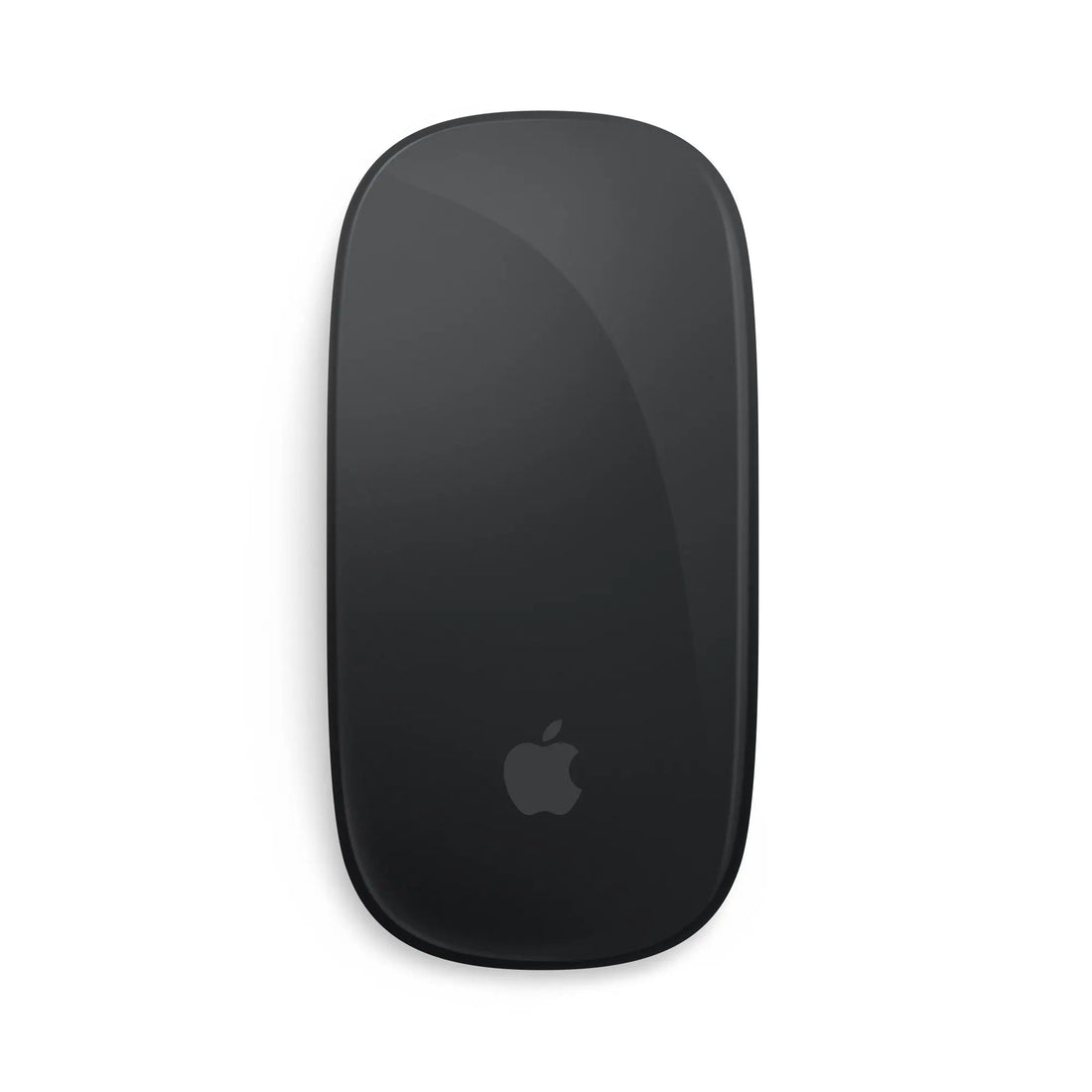 Black mouse back with centered Apple logo on the smooth shell