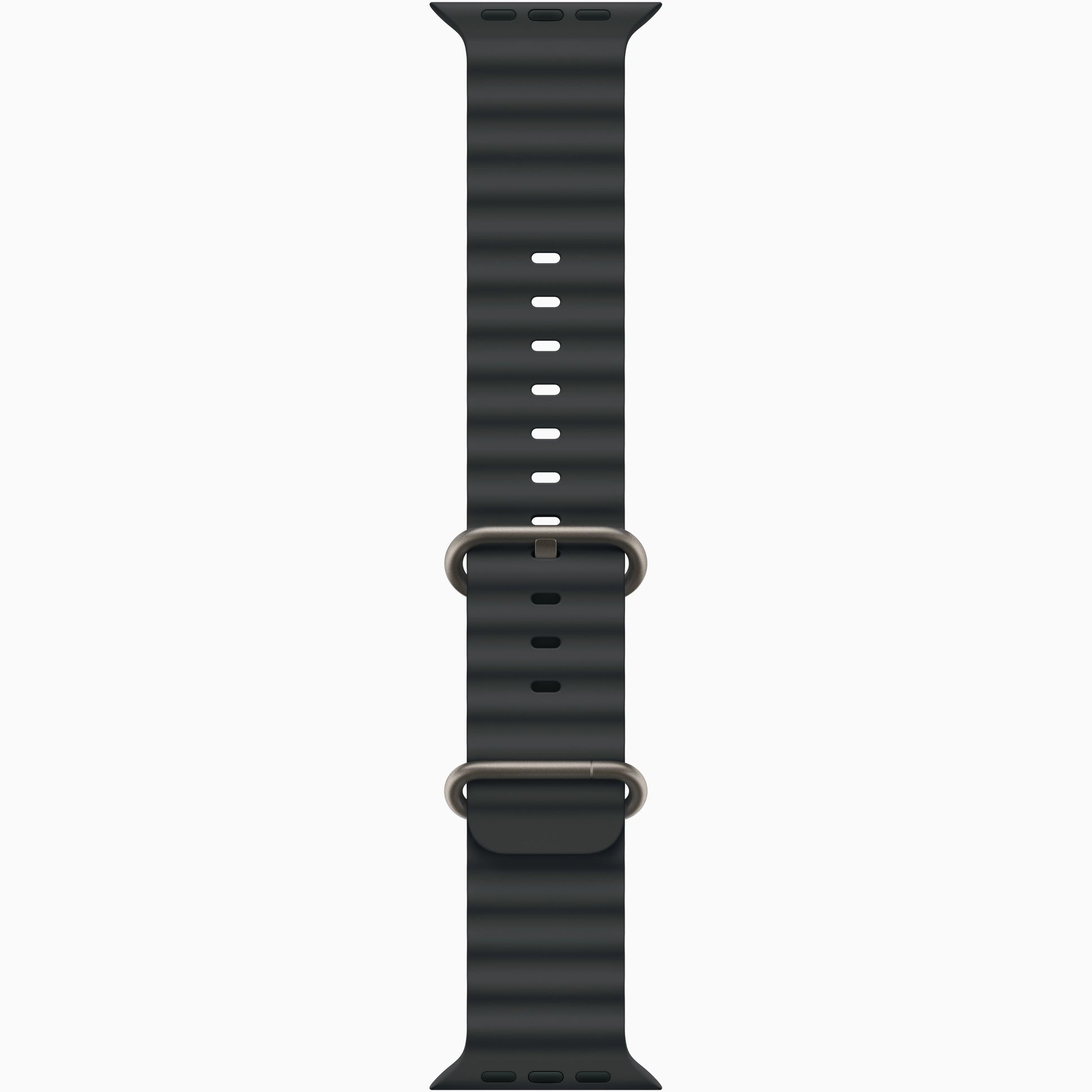 Charcoal dark smartwatch band with perforated texture and two buckle points