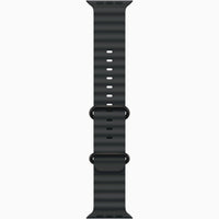 Apple Watch Ultra 3 with blue silicone band, underside view with holes