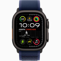Apple Watch Ultra 2 2024 front view with navy fabric band