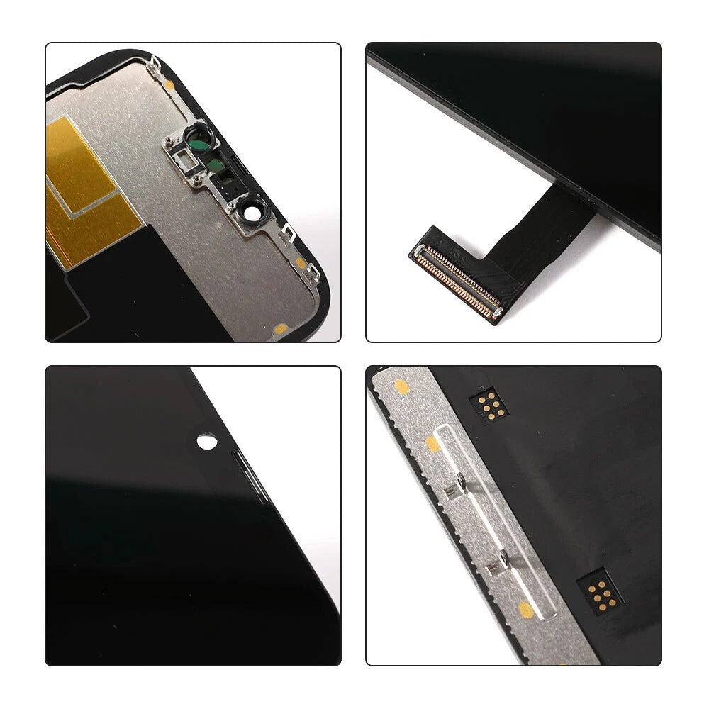 iPhone 13 Pro Max screen replacement close-up of flex cables and connectors