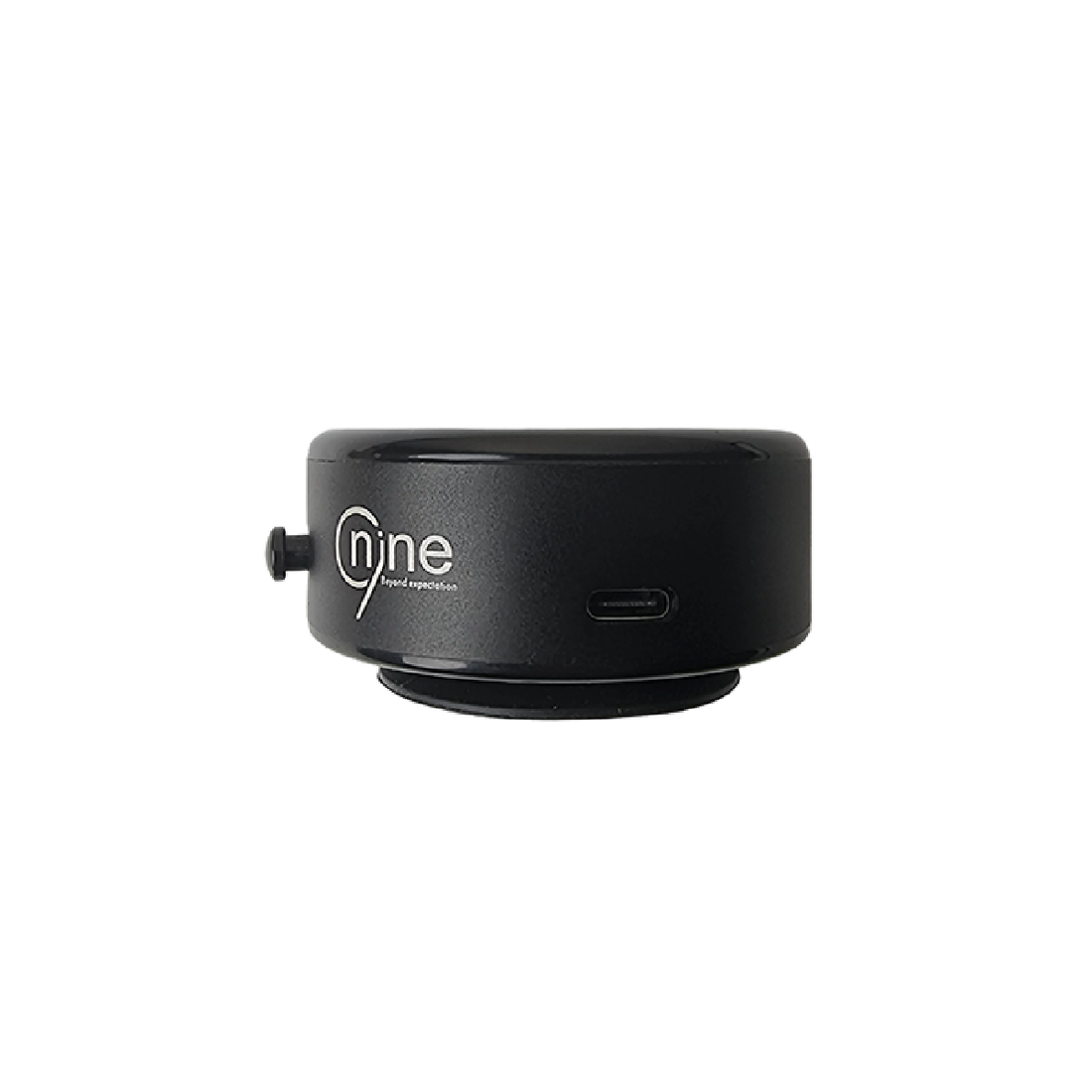 Black vacuum suction phone holder with side Type-C port and small knob