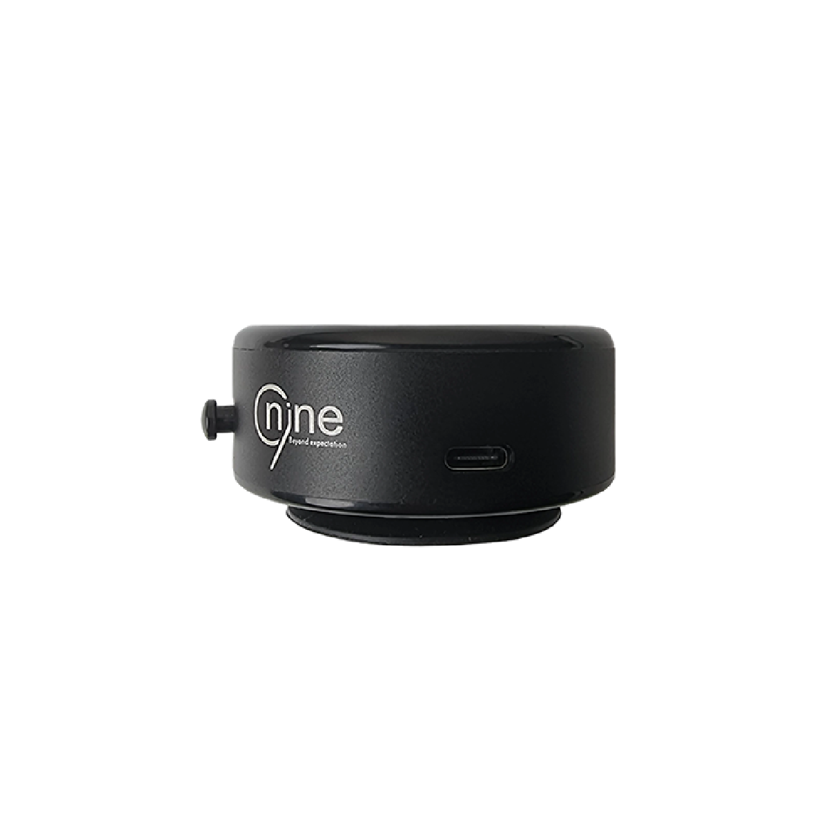 Black vacuum suction phone holder with side Type-C port and small knob