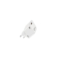 20W fast wall charger adapter, white with USB port and two-pin plug