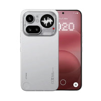 Nothing Phone 4a Pro 5G in silver/white, dual rear cameras with illuminated Glyph