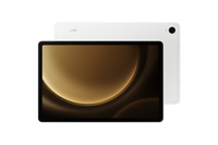Tab S9 FE front and back in silver finish, dual-camera on rear