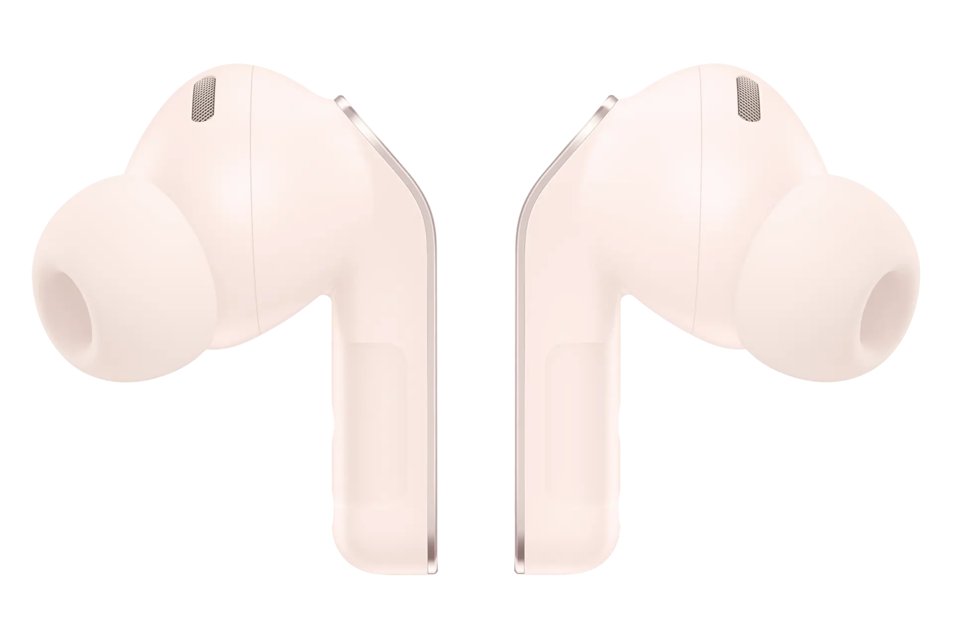 Samsung Galaxy Buds 4 Pro pink gold wireless earbuds, side view