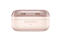 Pink wireless charging case with Samsung logo, closed