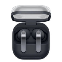 Samsung in-ear wireless earbuds in charging case, black, front view