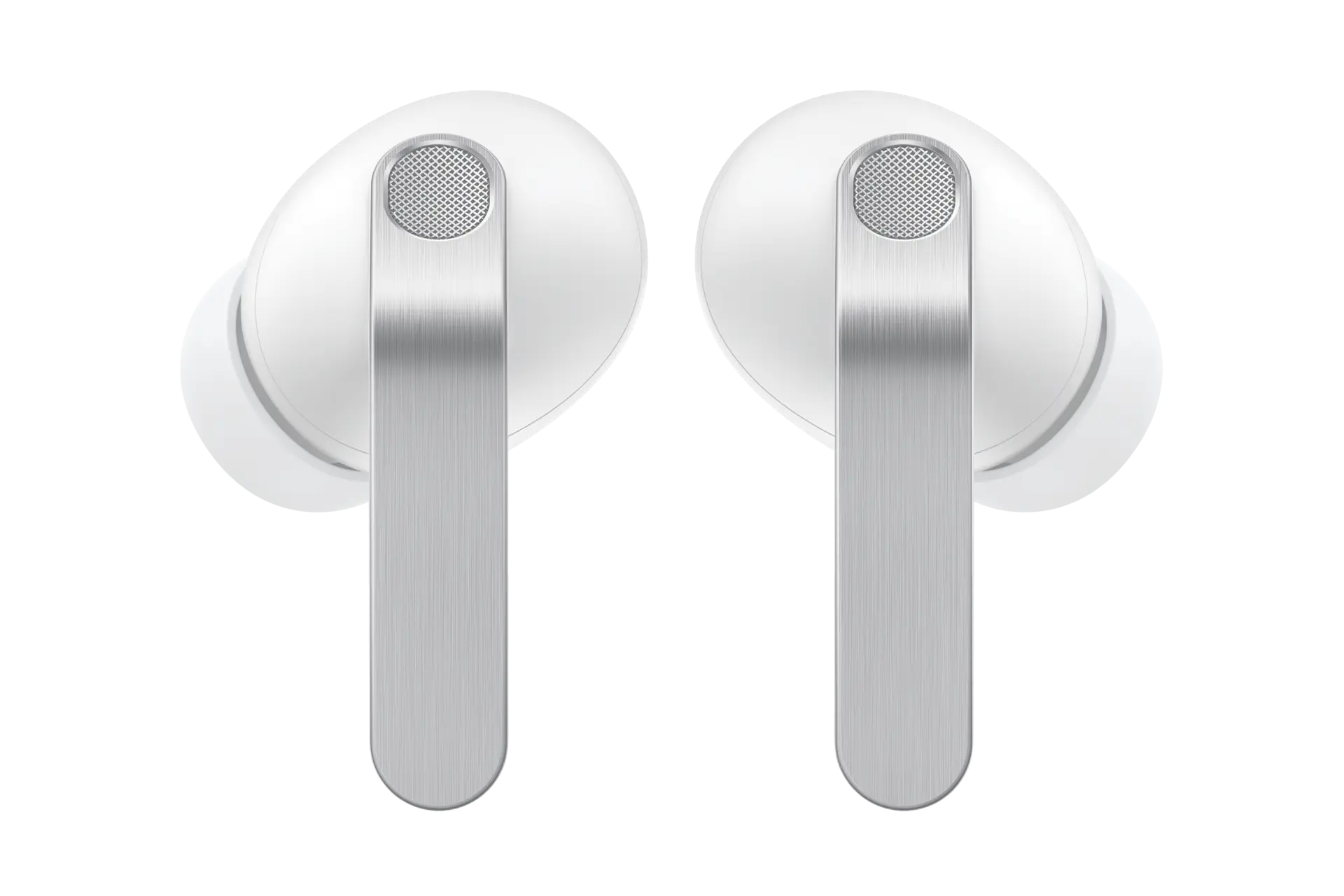 Samsung in-ear wireless earbuds, white, showing grille speaker mesh