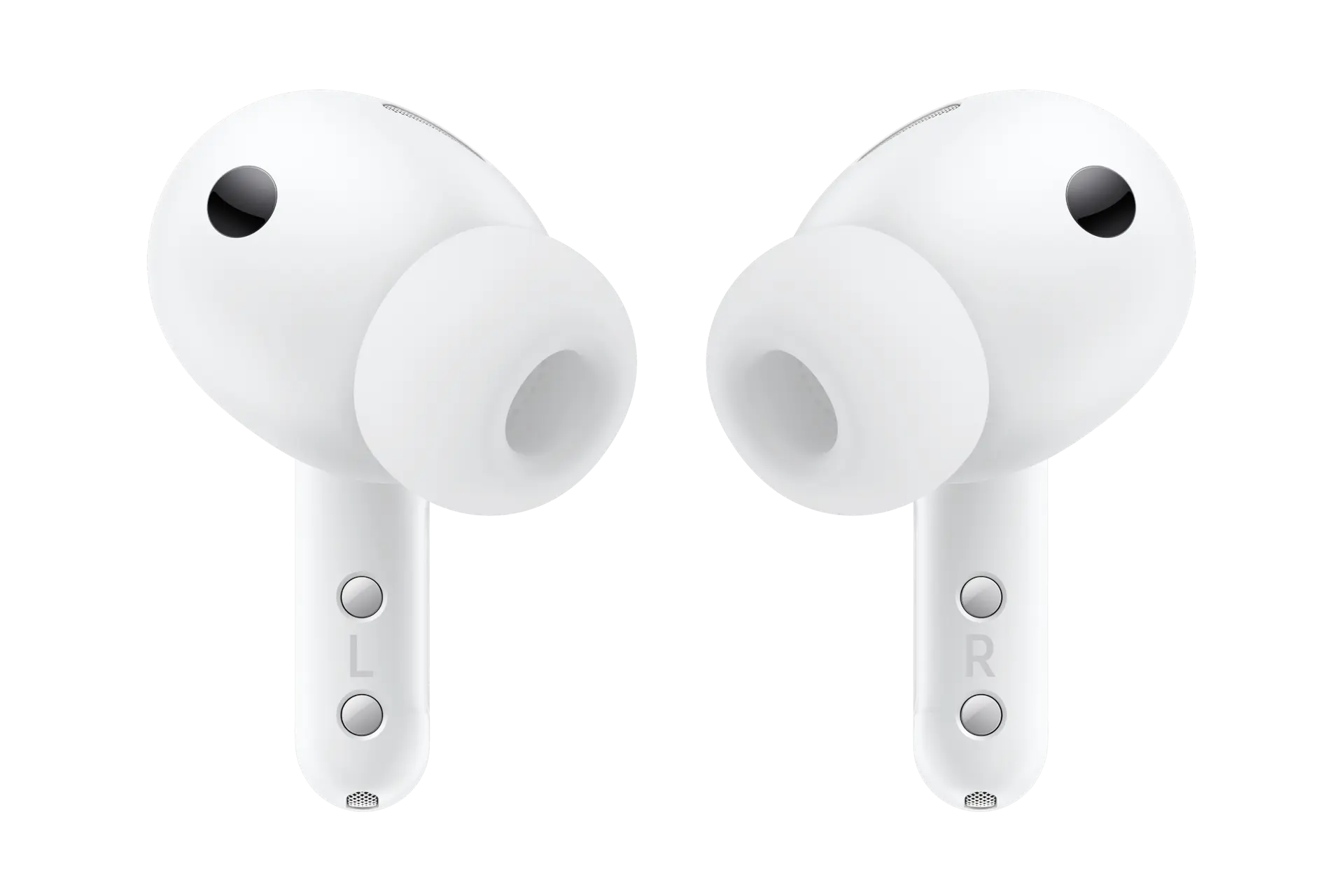 Samsung Galaxy Buds 4 Pro wireless earbuds with white silicone ear tips