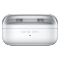 Samsung Galaxy Buds 4 Pro wireless charging case, front view with earbuds holders