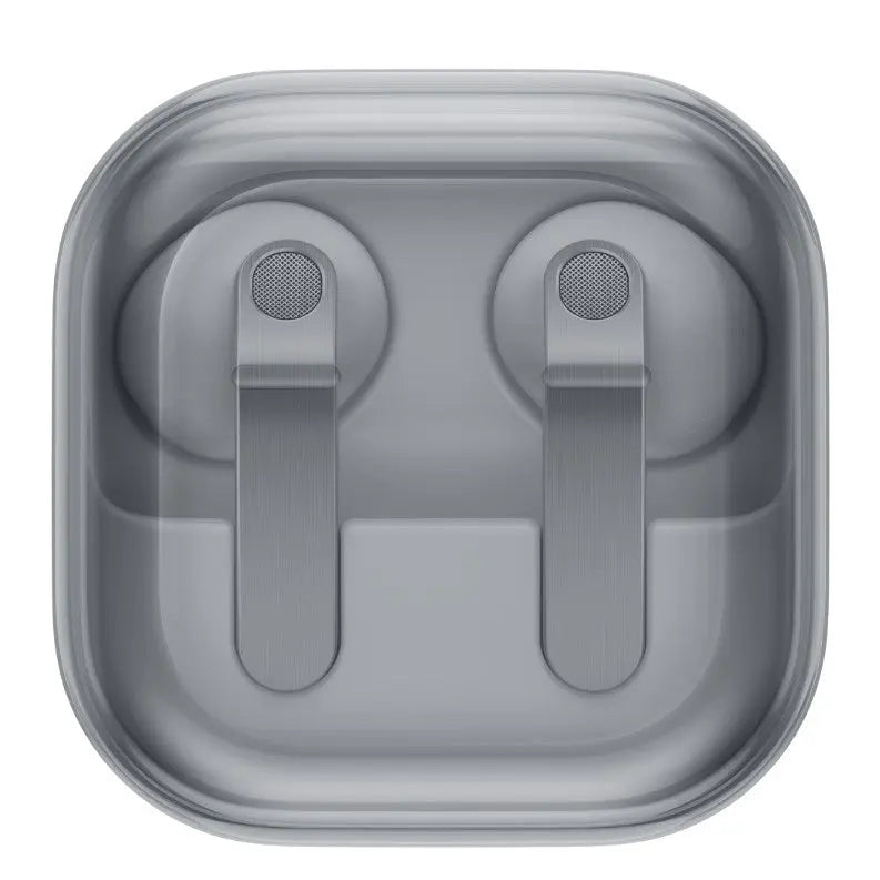 Dark charging case for Samsung wireless earbuds, top close-up